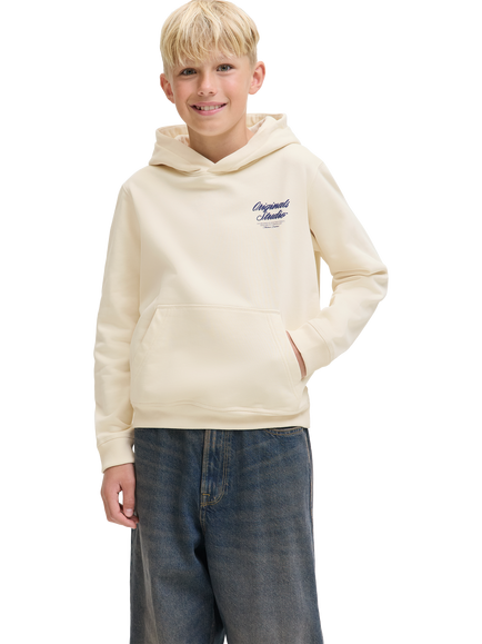Jack & Jones Kids' Typo Back Hoodie, Antique White, Antique White