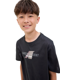 Jack & Jones Kids' Cotton Short Sleeved Graphic Print T-Shirt, Black - view 2, Black