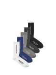 Jack & Jones Kids' Cotton Blend Socks, Pack of 5, White/Blue/Black