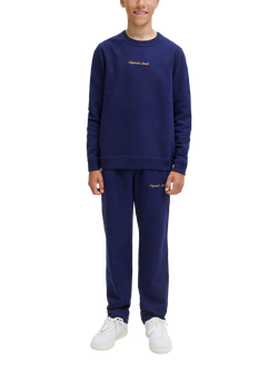 Jack & Jones Kids' Cotton Blend Drawstring Sweat Pants, Ocean Cavern, Ocean Cavern