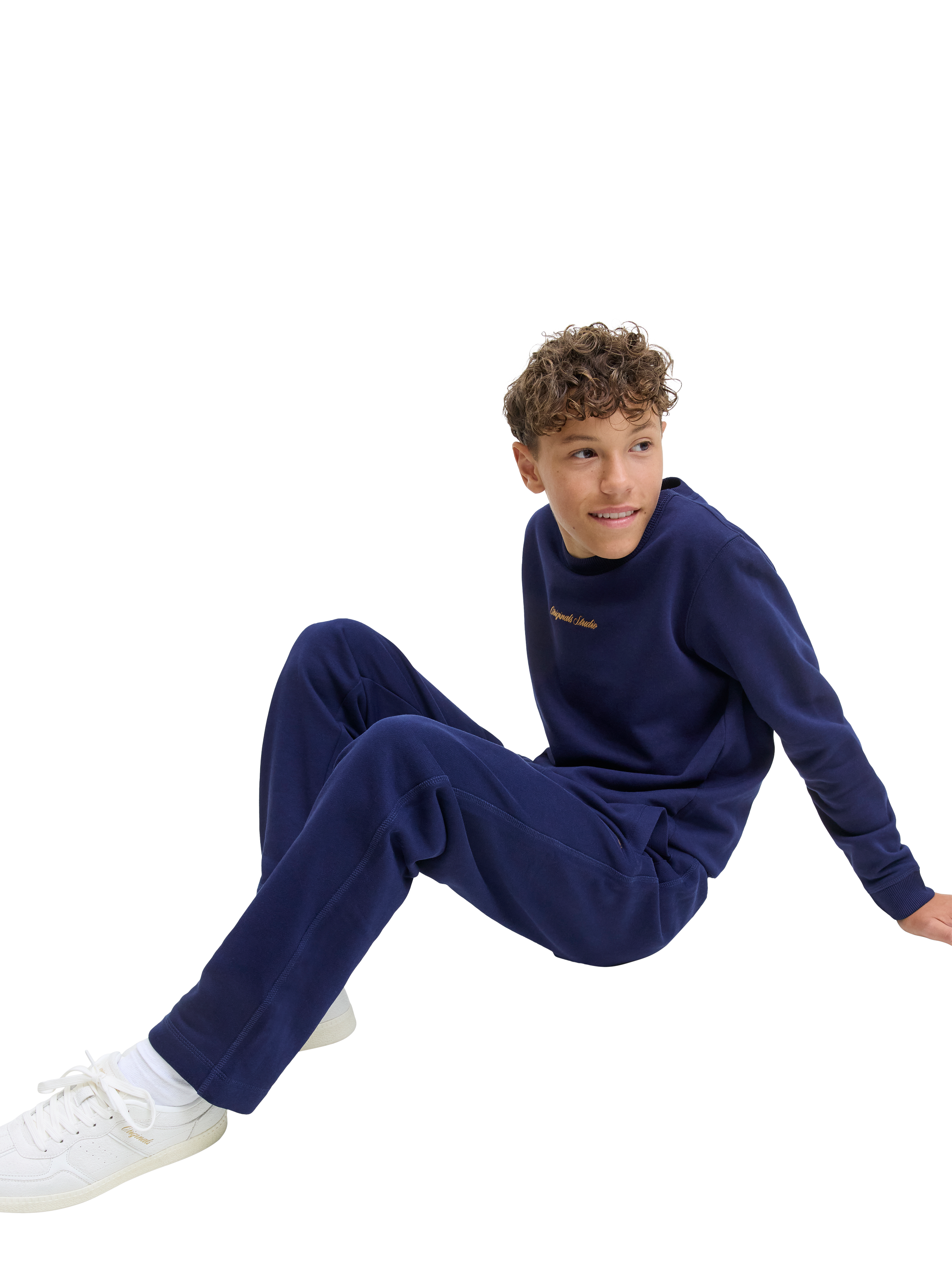 Product image 2 of 2, which shows Jack & Jones Kids' Cotton Blend Drawstring Sweat Pants, Ocean Cavern, 8 years