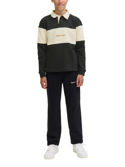 Jack & Jones Kids' Cotton Blend Colour Block Polo Shirt, Ocean Cavern, Ocean Cavern