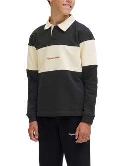 Jack & Jones Kids' Cotton Blend Colour Block Polo Shirt, Ocean Cavern - view 2, Ocean Cavern