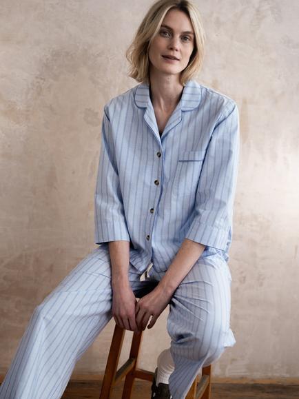 Piglet in Bed Favourite Stripe Pyjama Set, Pale Blue - view 2, Pale Blue