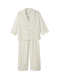 Piglet in Bed Spring Sprig Cropped Pyjama Set, Multi, Multi