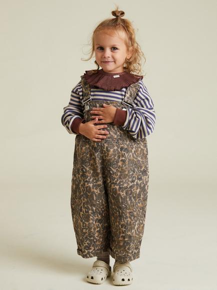 Claude & Co Kids' Blythe Cotton Dungarees, Leopard, Leopard