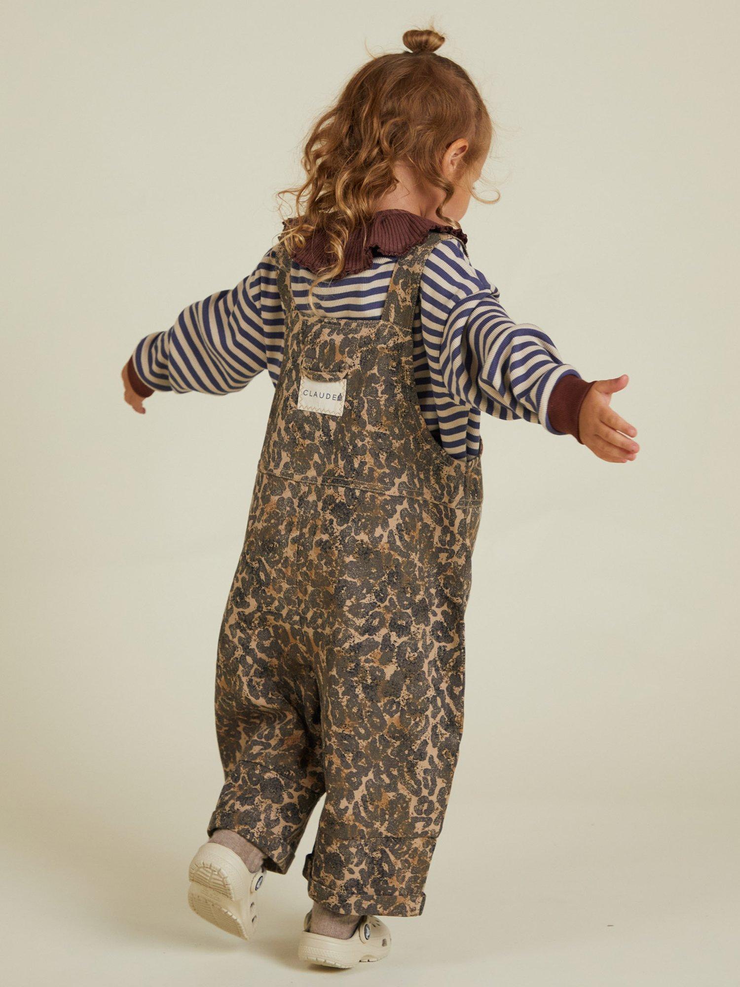 Product image 2 of 5, which shows Claude & Co Kids' Blythe Cotton Dungarees, Leopard, 3-6 months