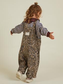 Claude & Co Kids' Blythe Cotton Dungarees, Leopard - view 2, Leopard