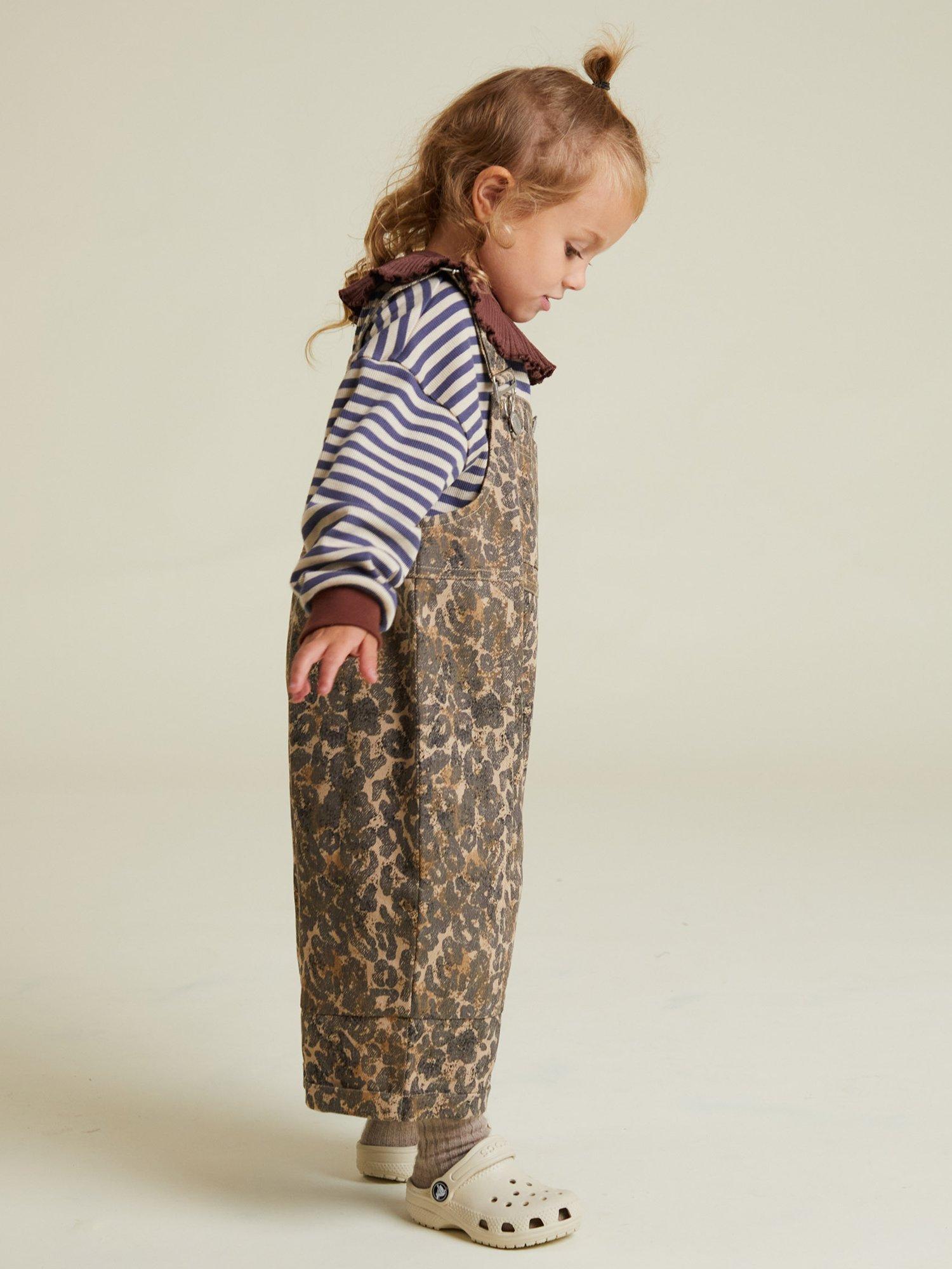 Product image 3 of 5, which shows Claude & Co Kids' Blythe Cotton Dungarees, Leopard, 3-6 months