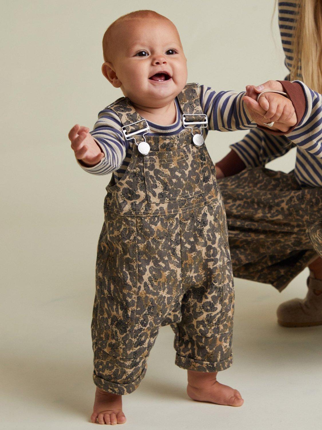 Product image 4 of 5, which shows Claude & Co Kids' Blythe Cotton Dungarees, Leopard, 3-6 months