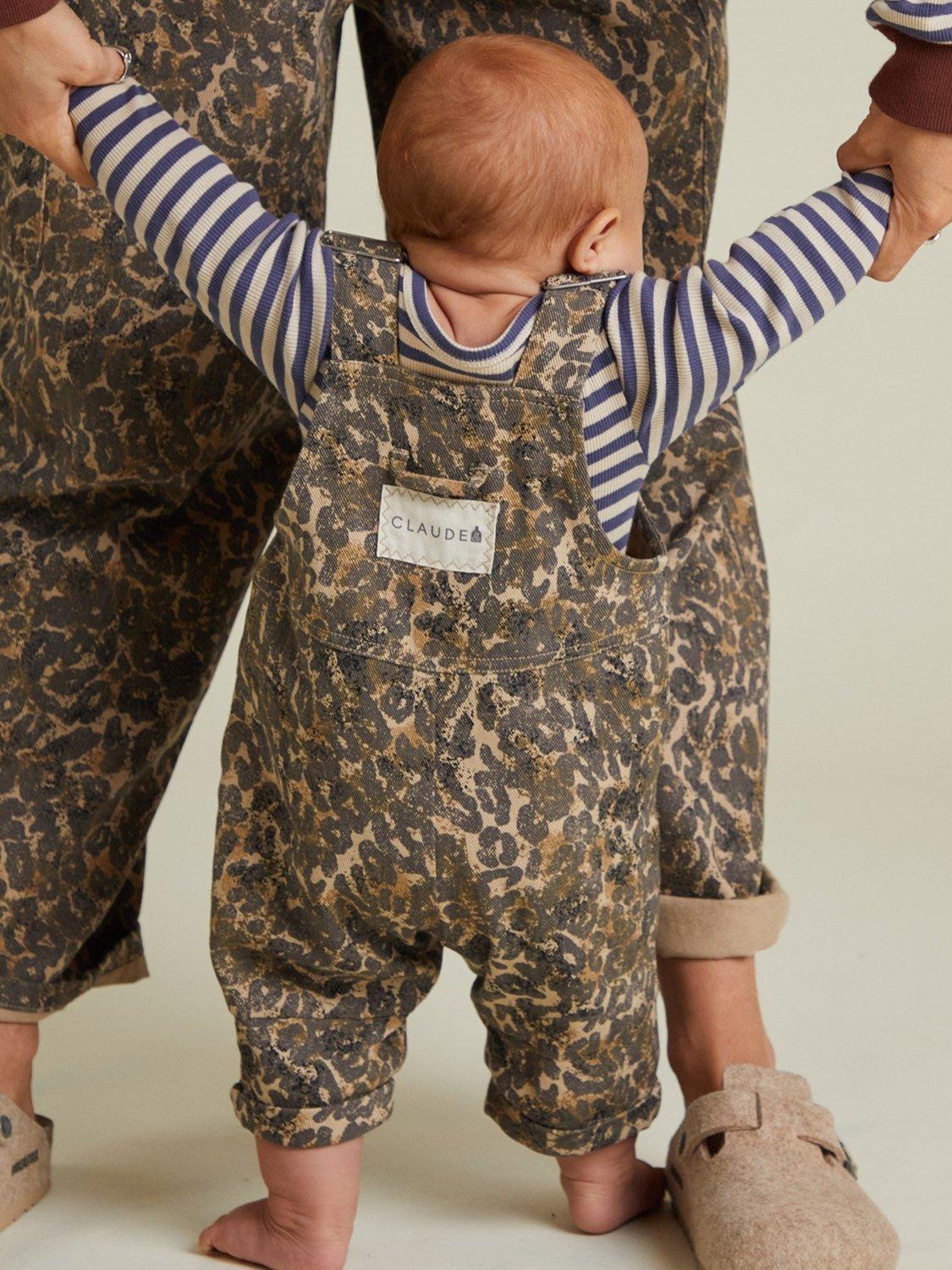 Product image 5 of 5, which shows Claude & Co Kids' Blythe Cotton Dungarees, Leopard, 3-6 months