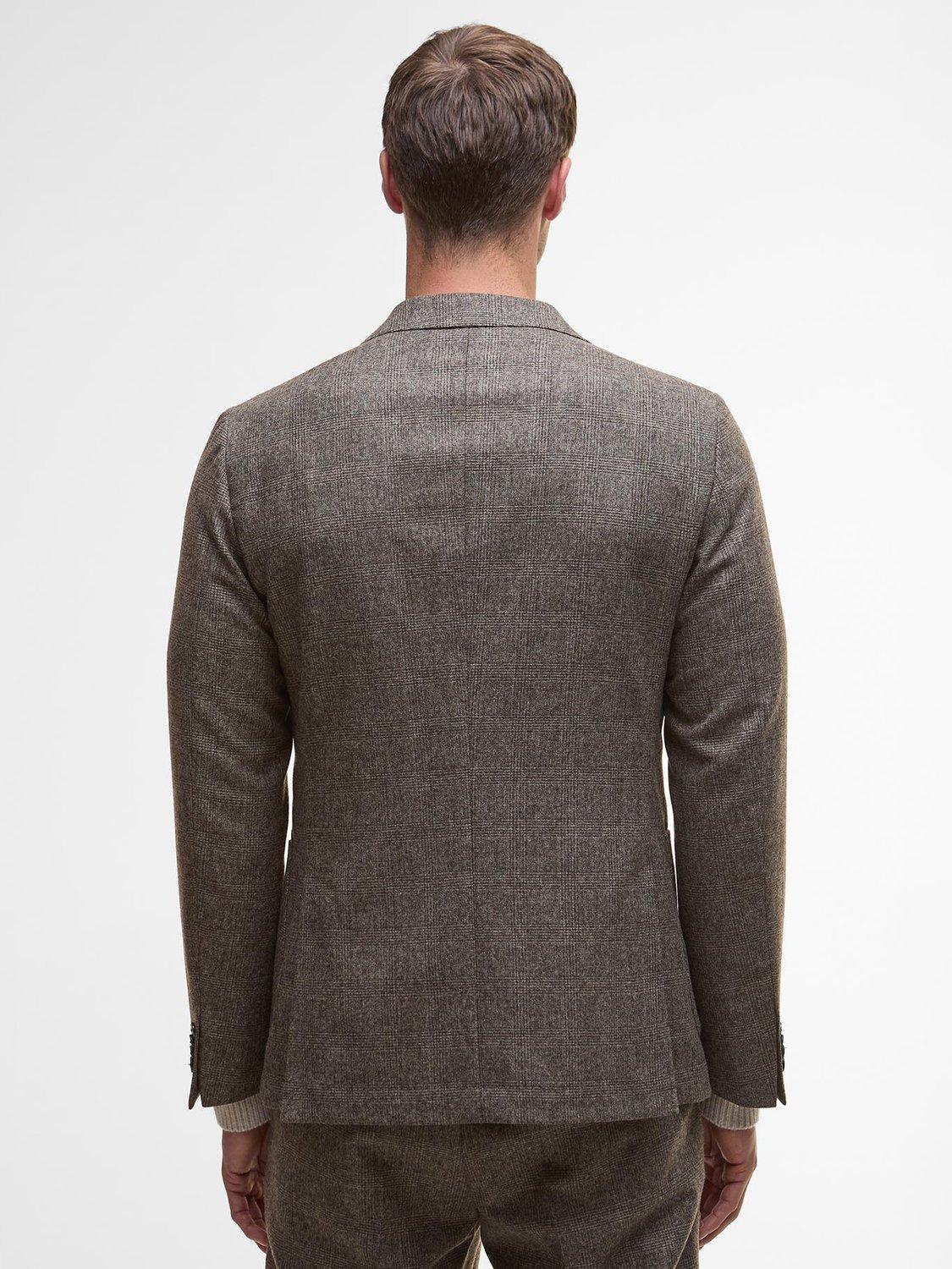 Product image 3 of 6, which shows Barbour Kensington Check Blazer, Brown, 42R
