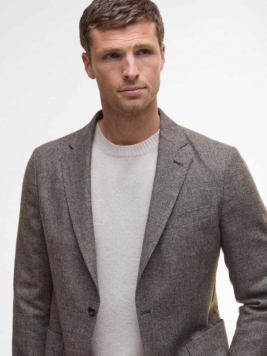 Product image 4 of 6, which shows Barbour Kensington Check Blazer, Brown, 42R