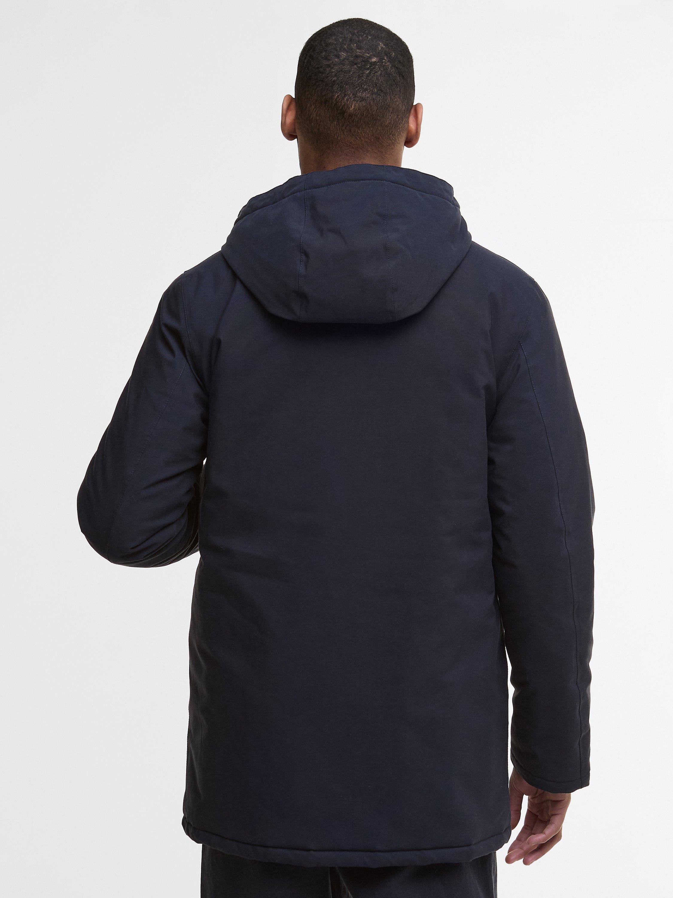 Barbour Beaufort Hooded Waxed Cotton Blend Jacket, Navy