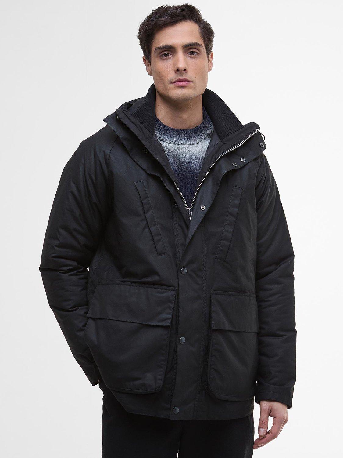 Barbour International Oakdale Waxed Cotton Jacket, Black