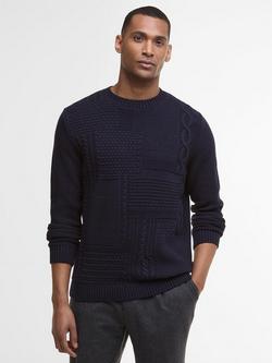 Barbour Casey Cable Knit Crew Neck Jumper, Navy, Navy