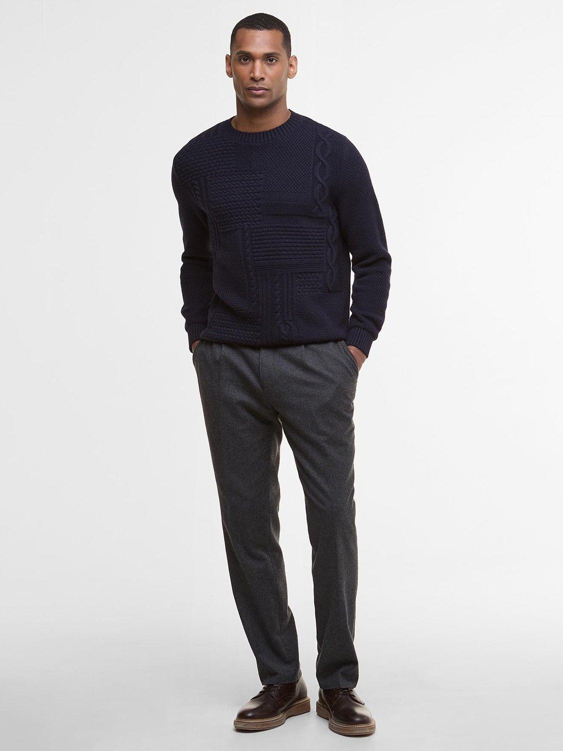 Product image 3 of 6, which shows Barbour Casey Cable Knit Crew Neck Jumper, Navy, M