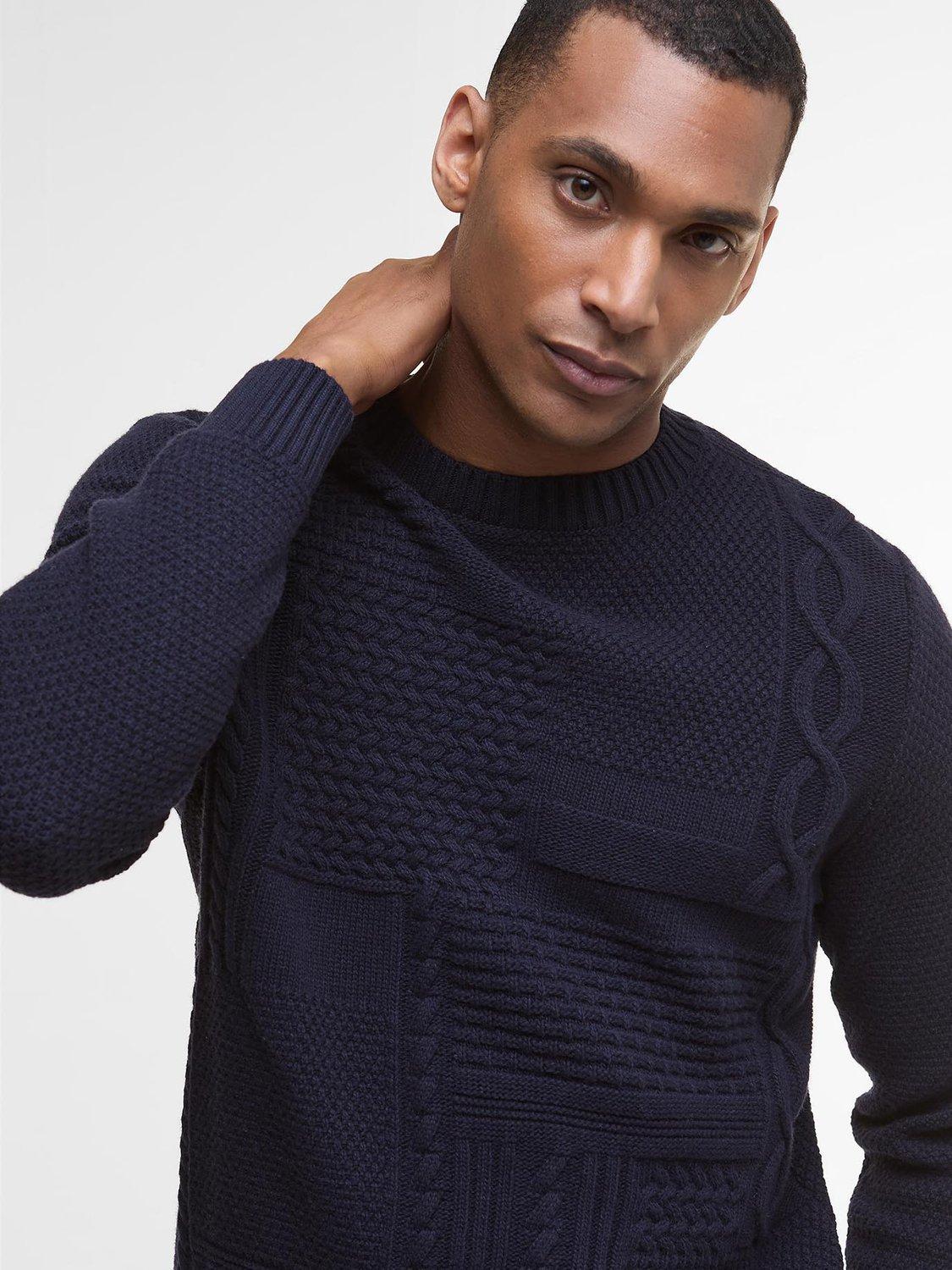 Product image 5 of 6, which shows Barbour Casey Cable Knit Crew Neck Jumper, Navy, M