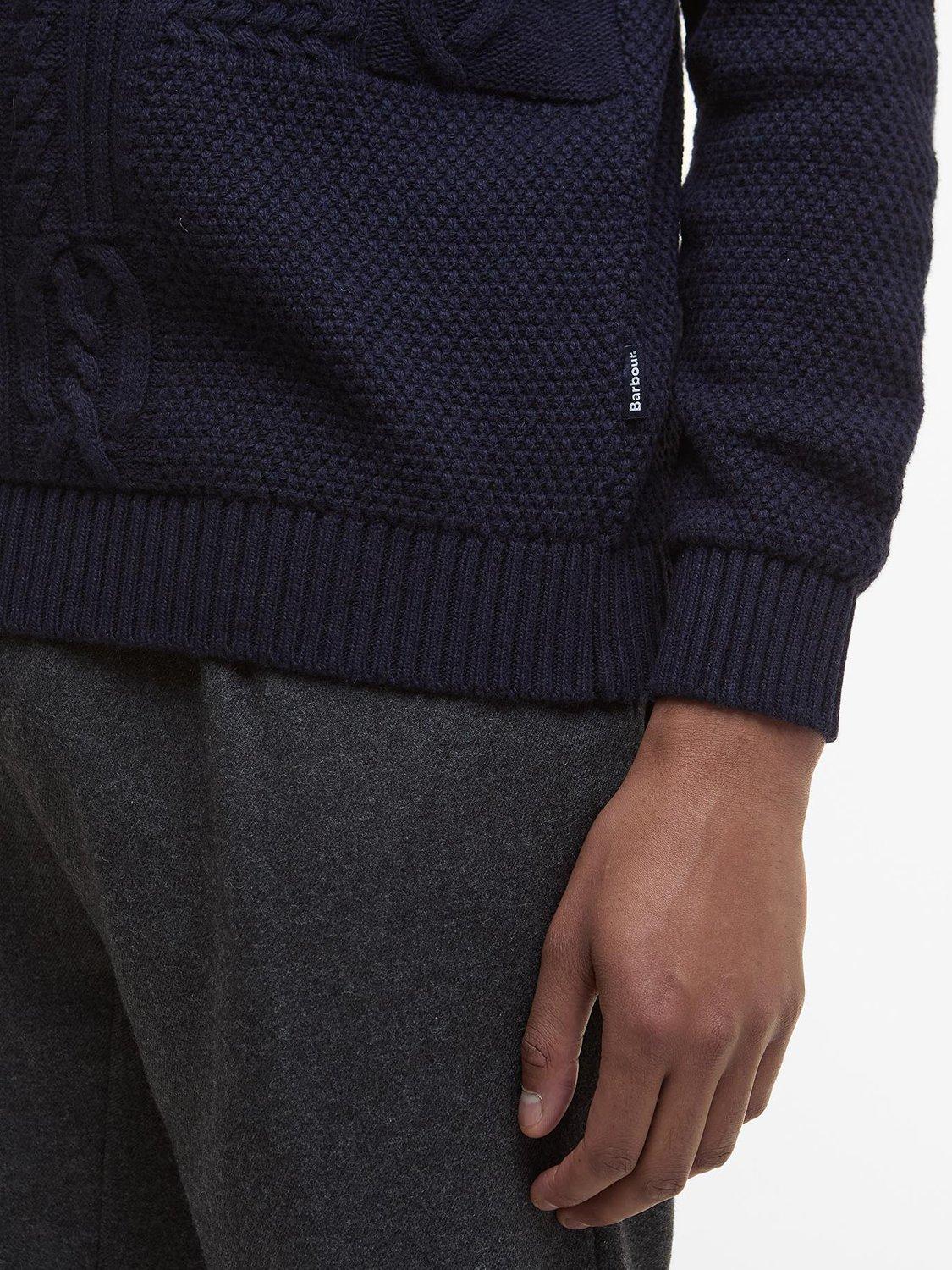 Product image 6 of 6, which shows Barbour Casey Cable Knit Crew Neck Jumper, Navy, M