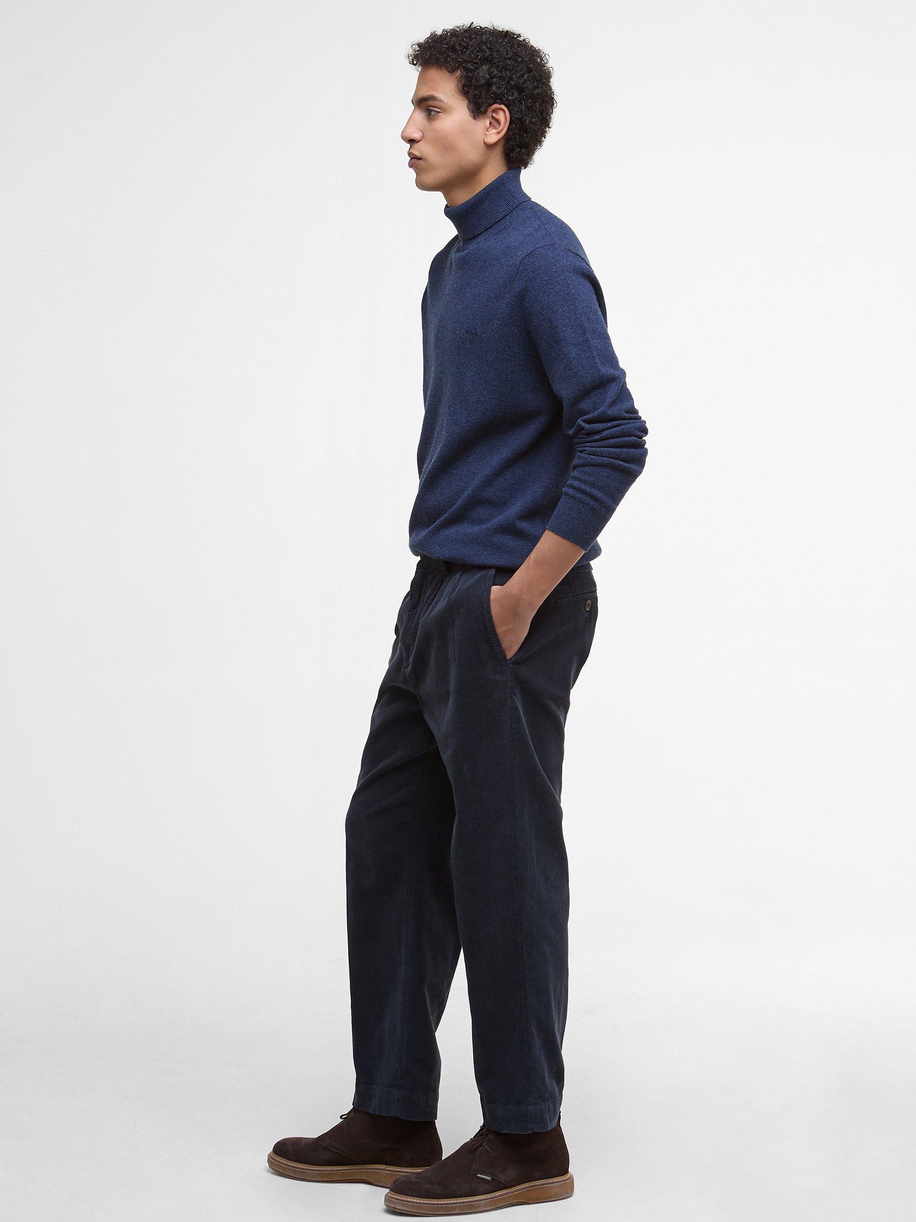 Product image 3 of 5, which shows Barbour Hector Wool Roll Neck Jumper, Navy Marl, L