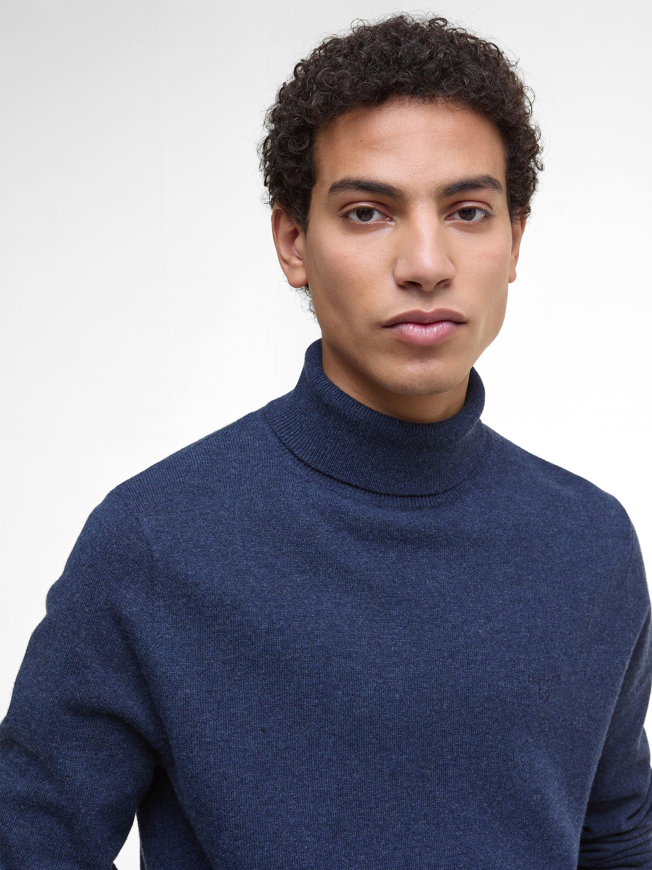 Product image 5 of 5, which shows Barbour Hector Wool Roll Neck Jumper, Navy Marl, L