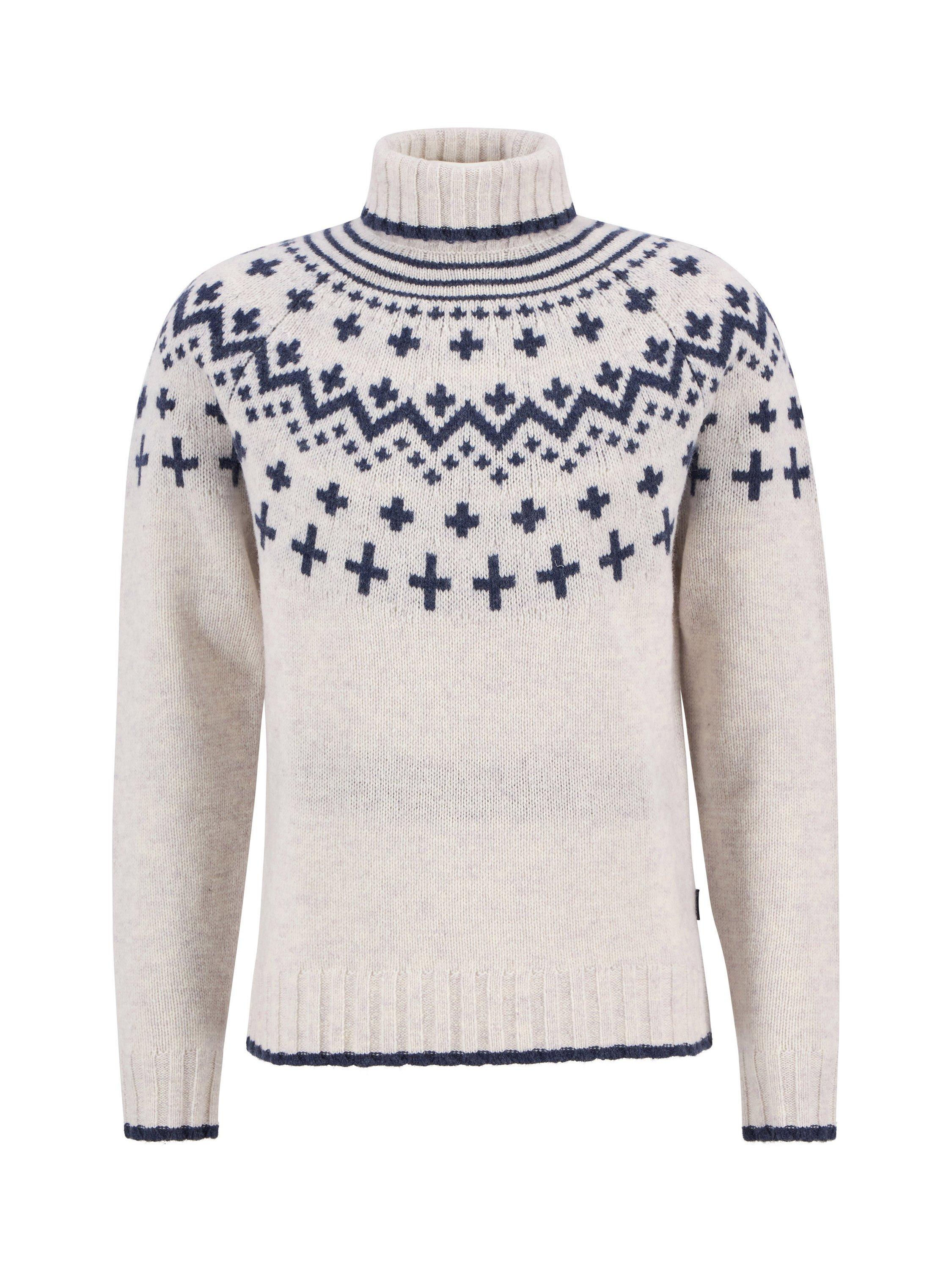 Product image 4 of 7, which shows Barbour Hewton Geometric Wool Roll Neck Jumper, Whisper White, M