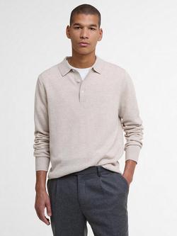 Barbour Hutherston Wool Knit Polo Top, Mist Marl, Mist Marl