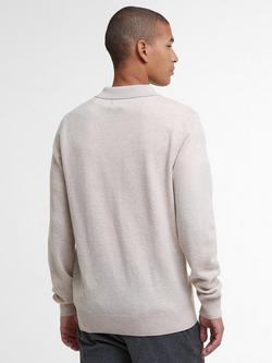 Barbour Hutherston Wool Knit Polo Top, Mist Marl - view 2, Mist Marl