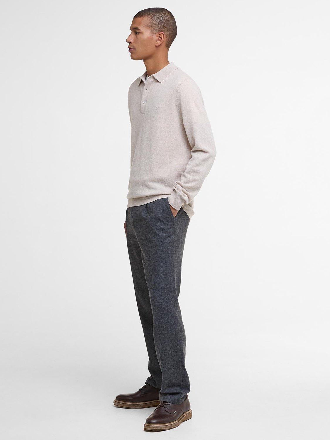 Product image 3 of 6, which shows Barbour Hutherston Wool Knit Polo Top, Mist Marl, M