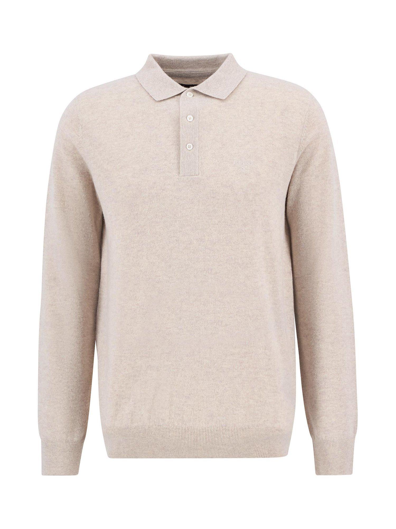 Product image 4 of 6, which shows Barbour Hutherston Wool Knit Polo Top, Mist Marl, M