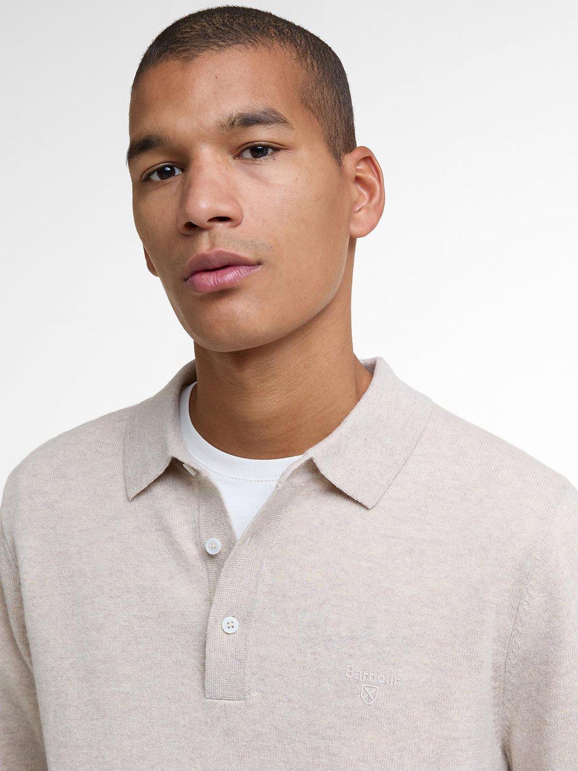 Product image 5 of 6, which shows Barbour Hutherston Wool Knit Polo Top, Mist Marl, M