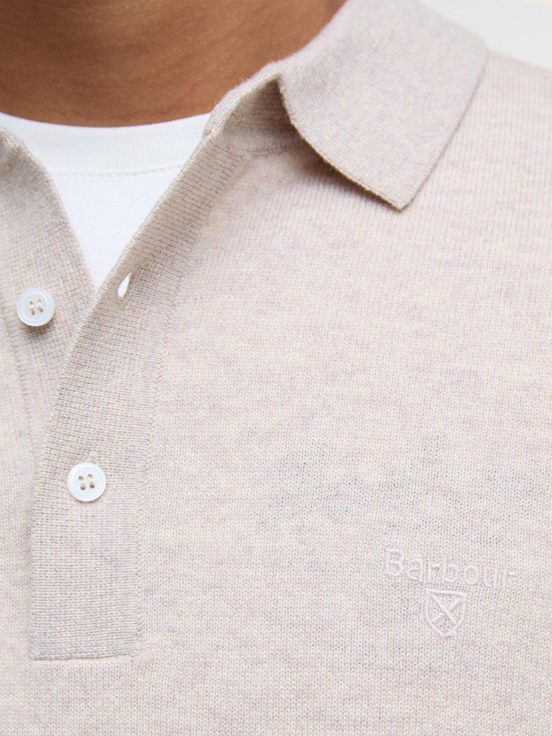 Product image 6 of 6, which shows Barbour Hutherston Wool Knit Polo Top, Mist Marl, M