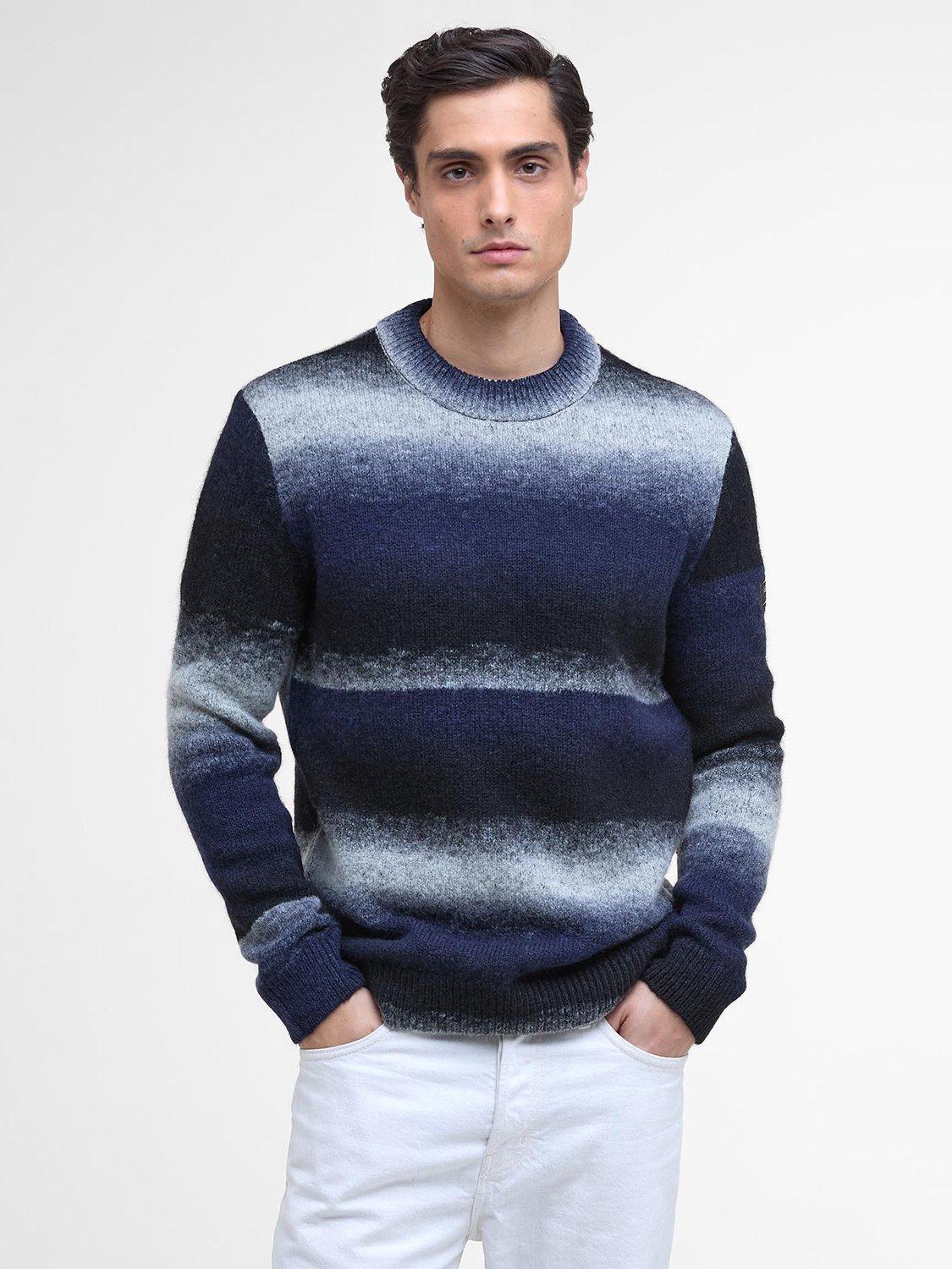 Product image 1 of 7, which shows Barbour International Vector Wool Blend Crew Neck Jumper, Black, M