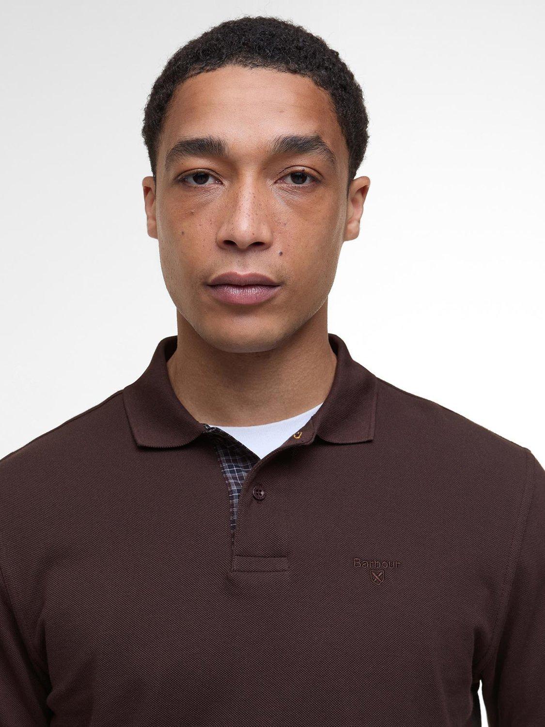 Barbour Cotton Regular Fit Long Sleeve Tartan Pique Polo Shirt