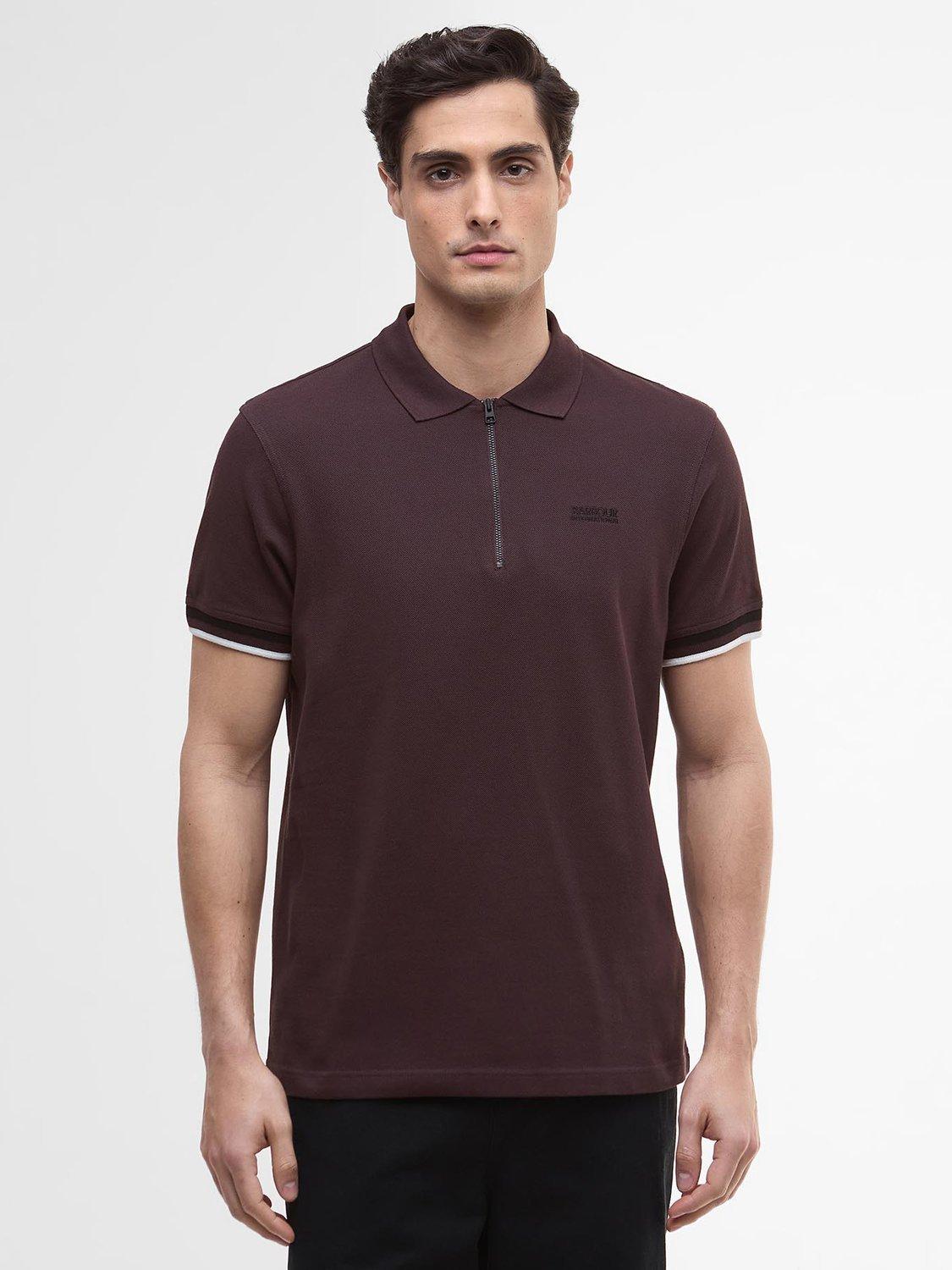 Product image 1 of 6, which shows Barbour International Buxton Cotton Regular Fit Short Sleeve Polo Shirt, Java Red, L