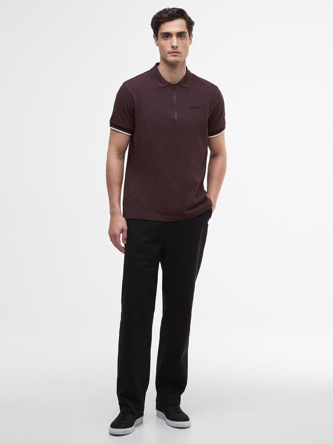 Product image 3 of 6, which shows Barbour International Buxton Cotton Regular Fit Short Sleeve Polo Shirt, Java Red, L