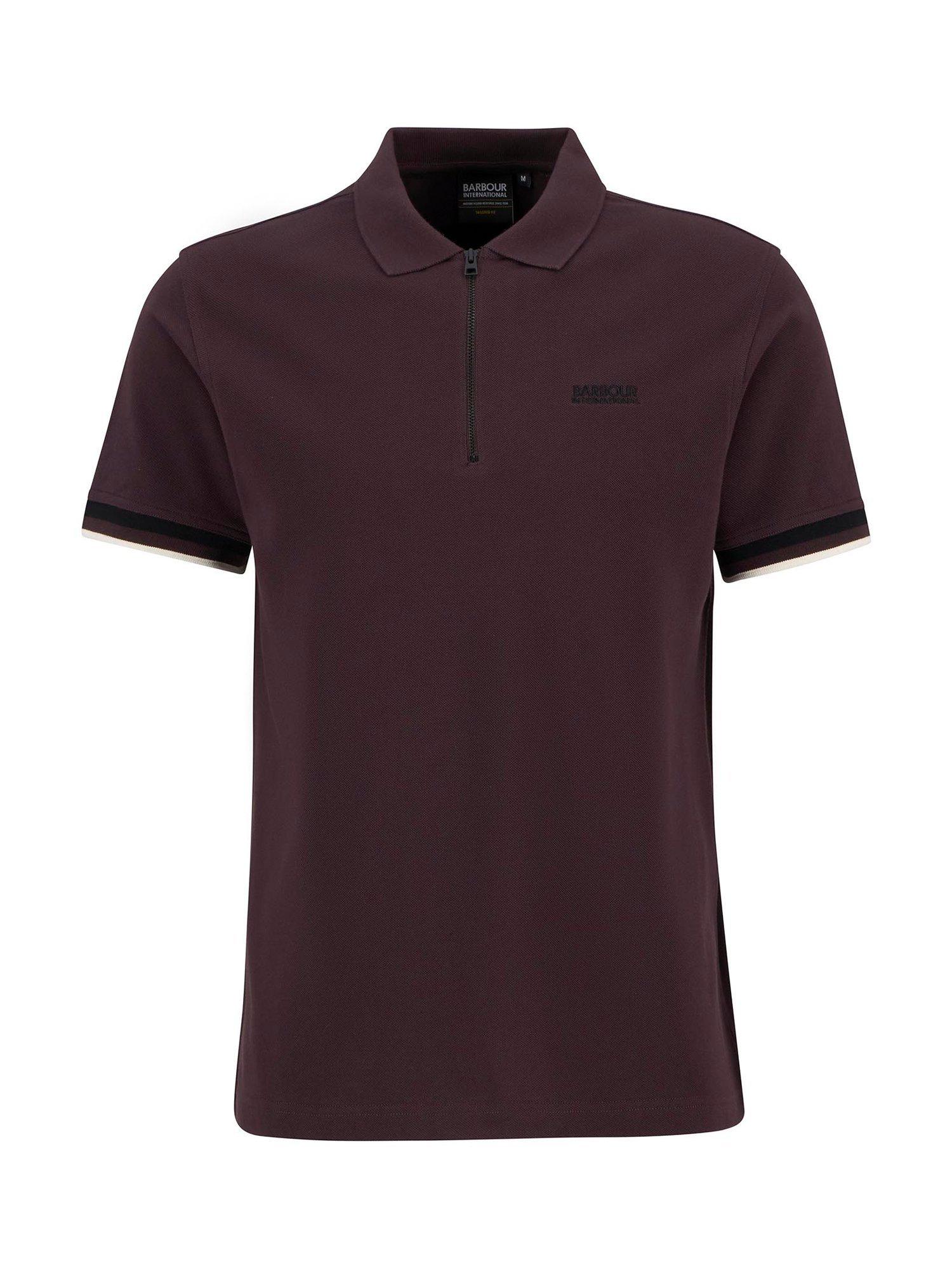 Product image 4 of 6, which shows Barbour International Buxton Cotton Regular Fit Short Sleeve Polo Shirt, Java Red, L
