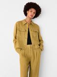 Whistles Abby Pure Linen Jacket, Olive Green