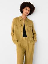 Whistles Abby Pure Linen Jacket, Olive Green