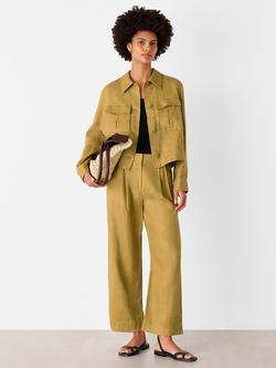 Whistles Abby Pure Linen Jacket, Olive Green - view 2, Olive Green