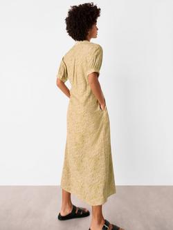 Whistles Petite Tiger Flame Midi Dress, Green/Multi - view 2, Green/Multi