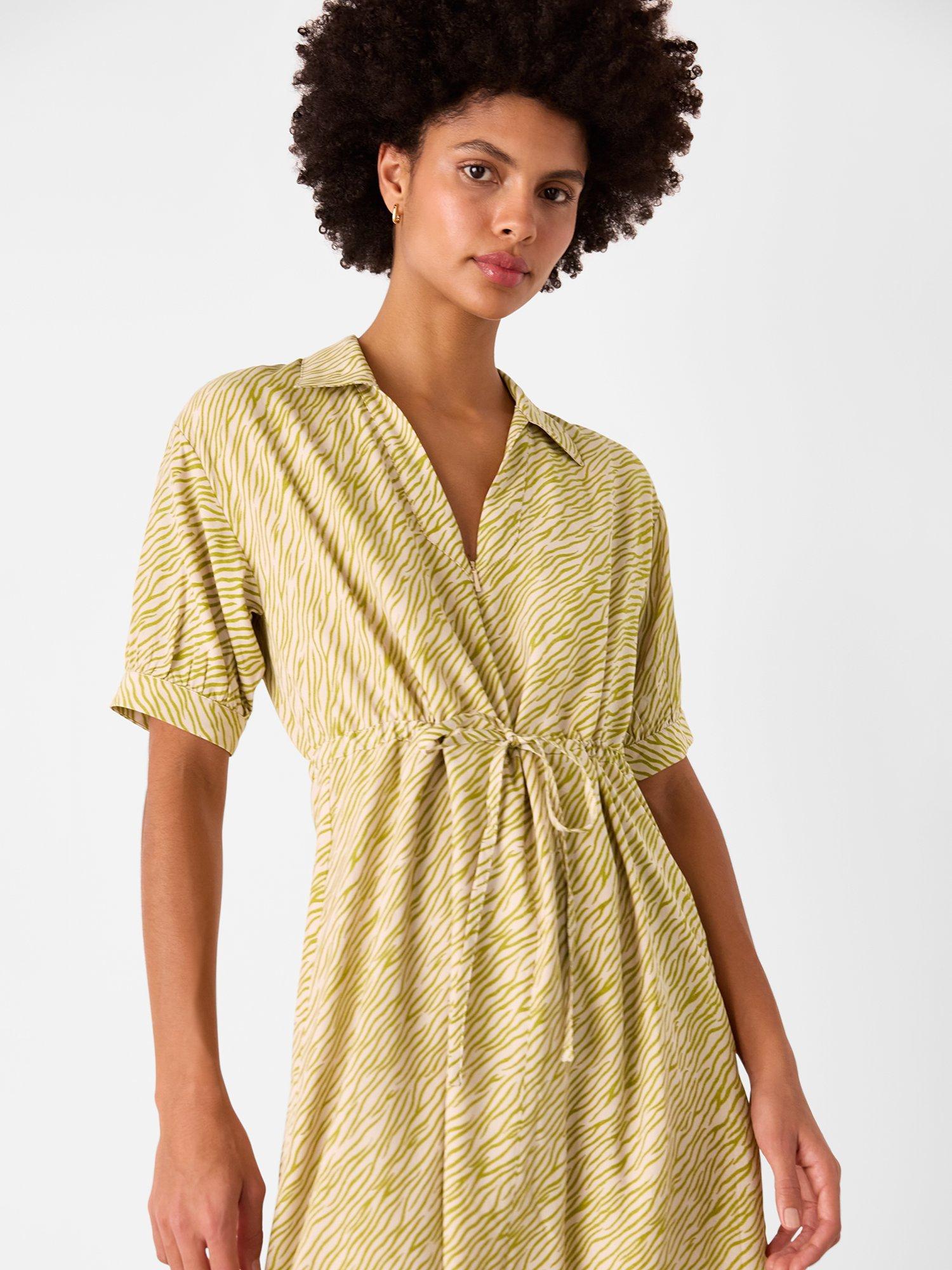 Product image 3 of 5, which shows Whistles Petite Tiger Flame Midi Dress, Green/Multi, 6