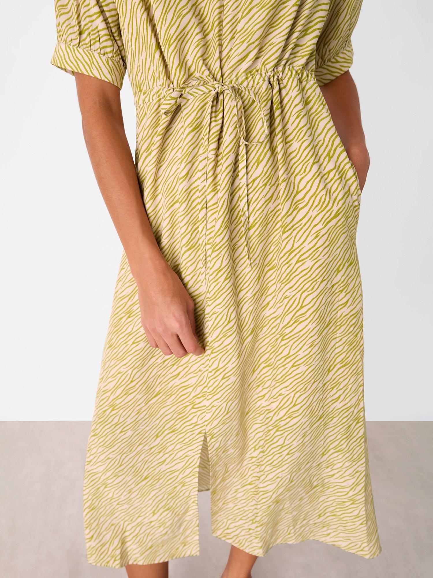 Product image 4 of 5, which shows Whistles Petite Tiger Flame Midi Dress, Green/Multi, 6
