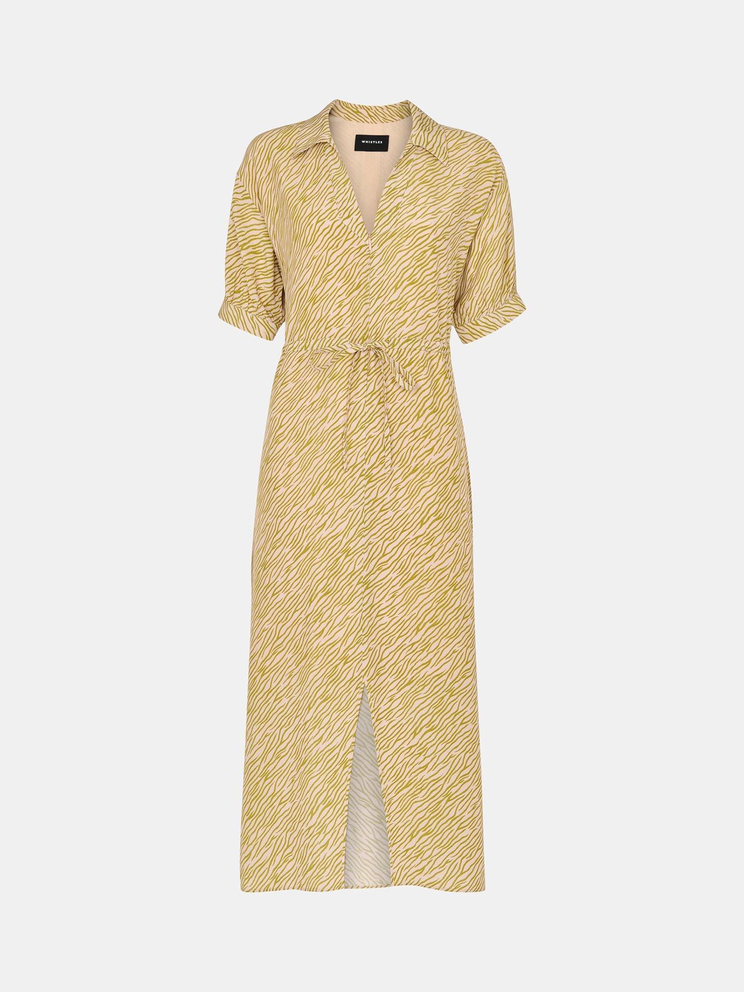 Product image 5 of 5, which shows Whistles Petite Tiger Flame Midi Dress, Green/Multi, 6