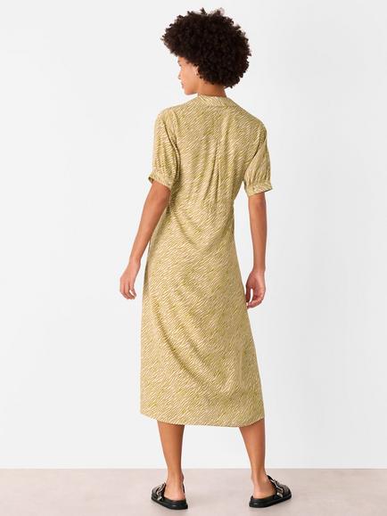 Whistles Tiger Flame Mixed Blend Midi Dress - view 2, Green/Multi