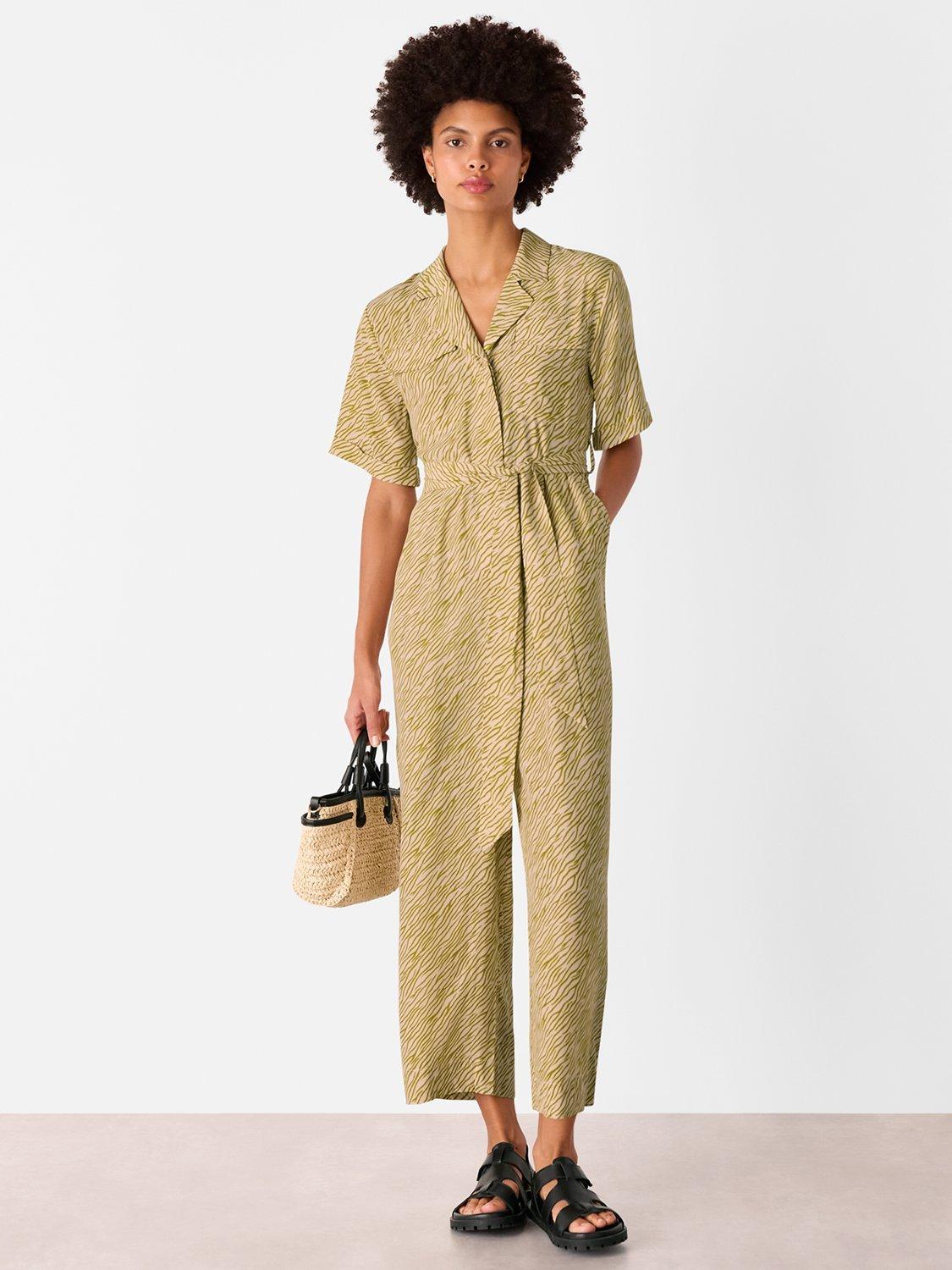 Product image 1 of 6, which shows Whistles Kelly Tiger Flame Jumpsuit, Green/Multi, 6