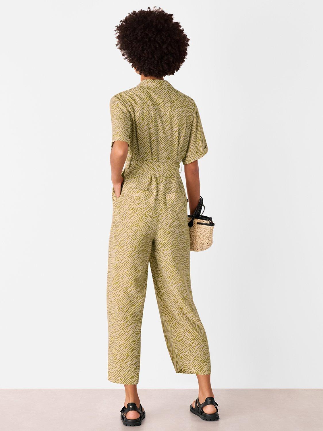 Product image 2 of 6, which shows Whistles Kelly Tiger Flame Jumpsuit, Green/Multi, 6