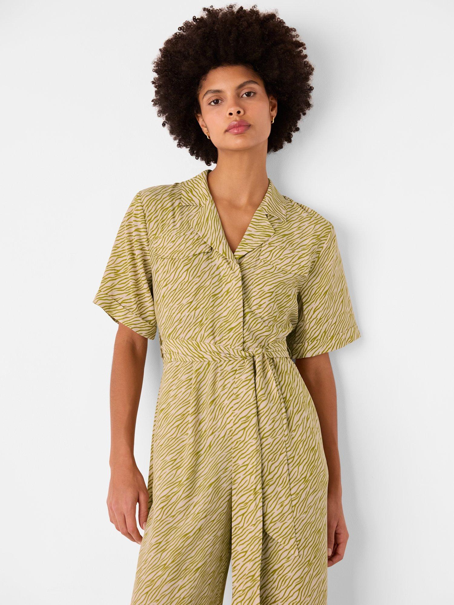 Product image 3 of 6, which shows Whistles Kelly Tiger Flame Jumpsuit, Green/Multi, 6