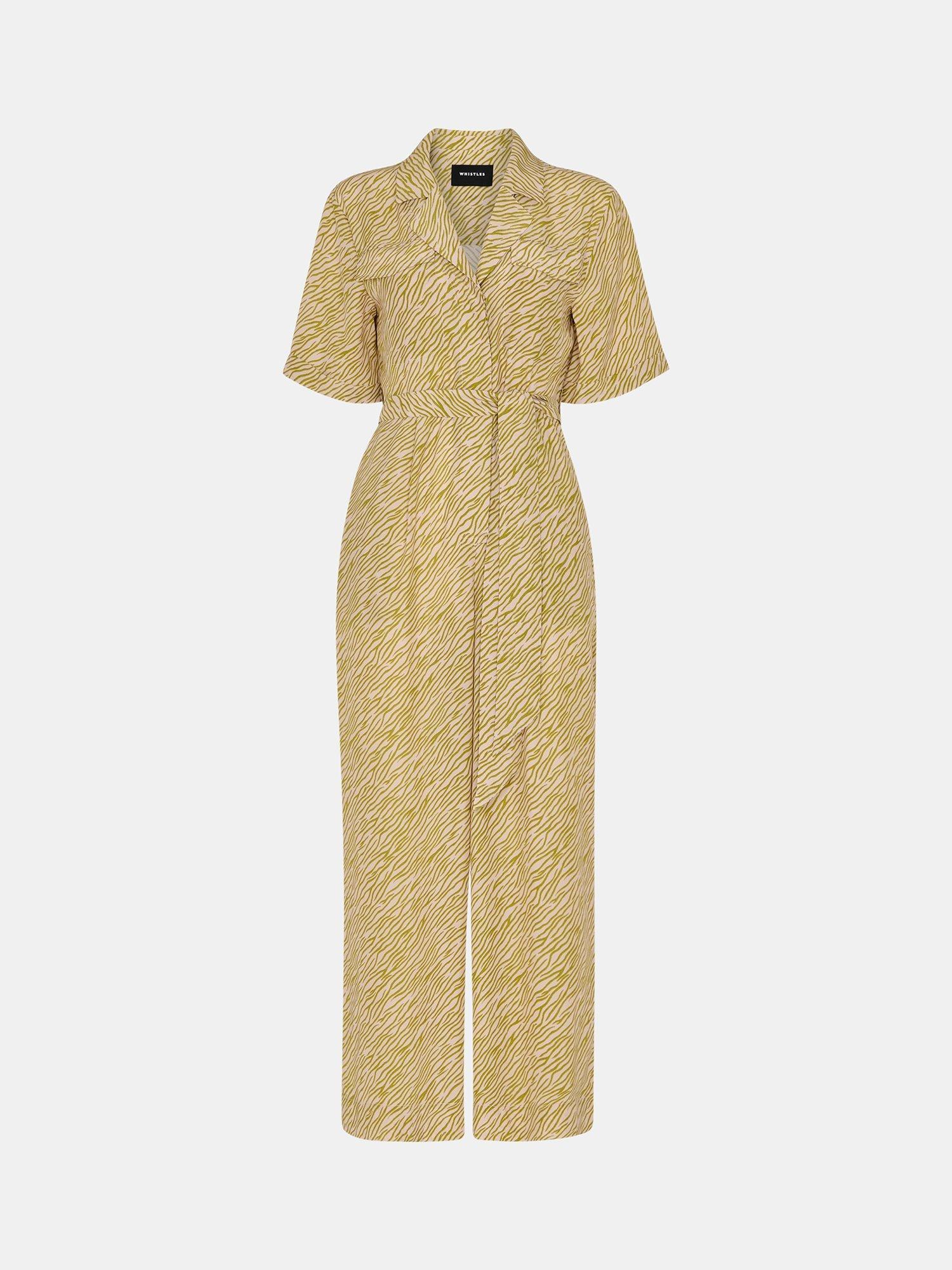 Product image 6 of 6, which shows Whistles Kelly Tiger Flame Jumpsuit, Green/Multi, 6