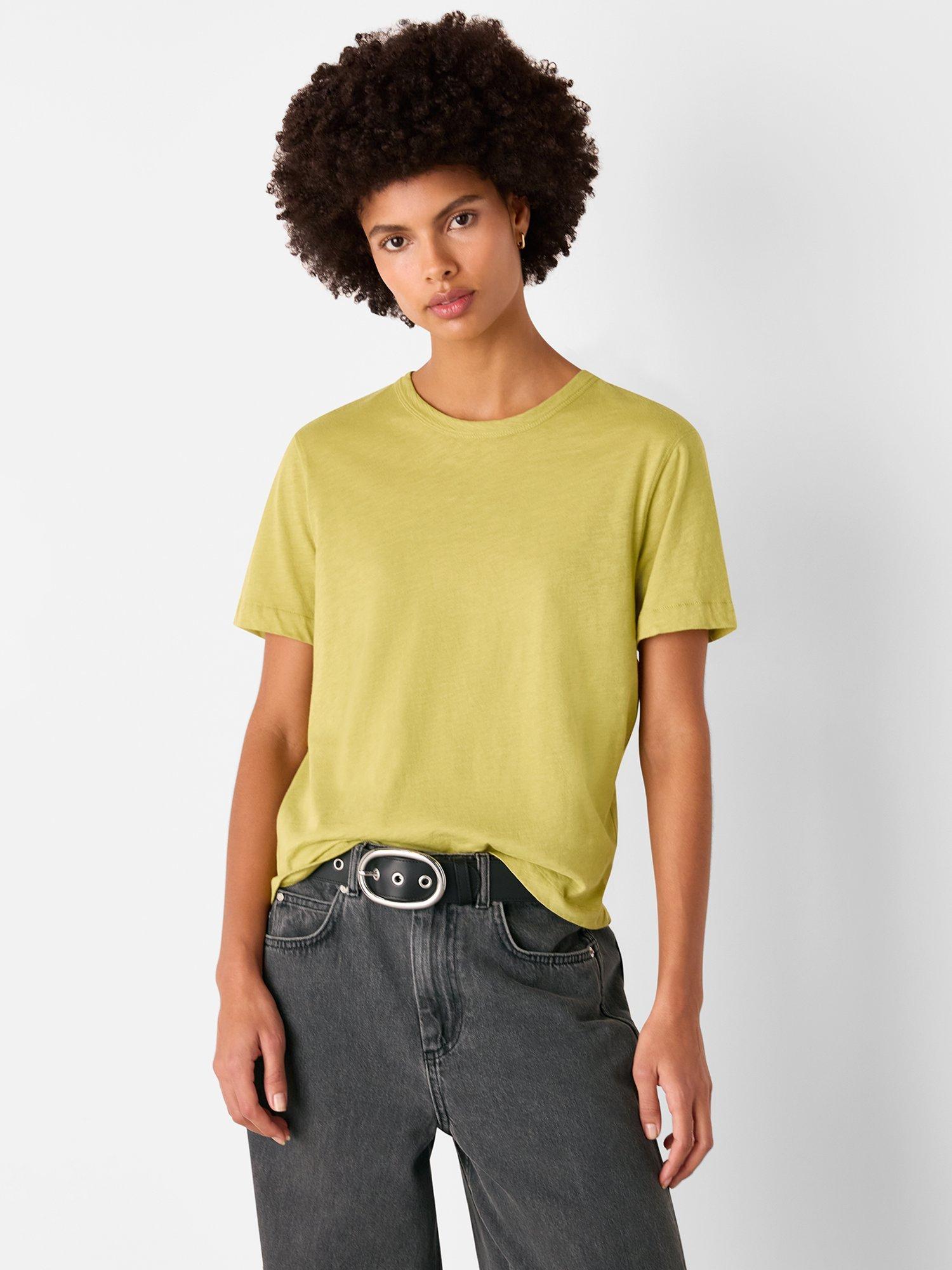 Product image 1 of 5, which shows Whistles Emily Ultimate Cotton T-Shirt, Green, XS